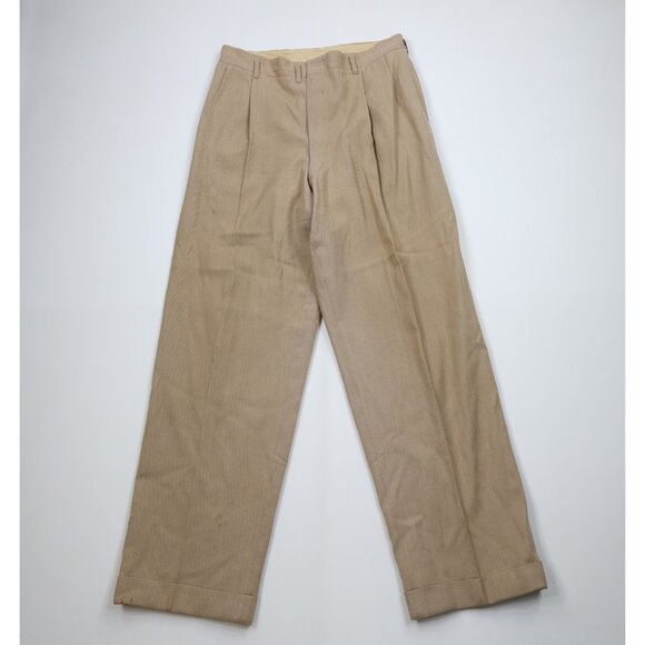 Vtg 50s Hollywood Regency Mens 34x34 Distressed High Waist Wide Leg Pants USA - Picture 1 of 16